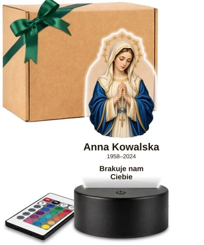 Personalizowana lampka pamięci LED – Światło pamięci – Maryja z różańcem — widok 1