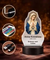 Personalizowana lampka pamięci LED – Światło pamięci – Maryja z różańcem — widok 4