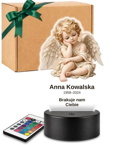 Personalizowana lampka pamięci LED – Światło pamięci – Anioł czuwający — widok 1