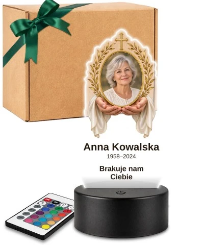 Personalizowana lampka pamięci LED – Światło pamięci – Dłonie i całun ze zdjęciem — widok 1