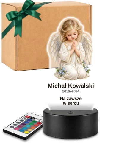 Personalizowana lampka pamięci LED – Światło pamięci – Modlący się aniołek — widok 1