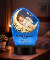 Personalizowana lampka pamięci LED – Światło pamięci – Śpiący aniołek na księżycu — widok 2