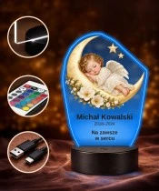 Personalizowana lampka pamięci LED – Światło pamięci – Śpiący aniołek na księżycu — widok 4