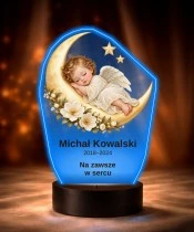 Personalizowana lampka pamięci LED – Światło pamięci – Śpiący aniołek na księżycu — widok 6