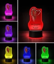Personalizowana lampka pamięci LED – Światło pamięci – Skrzydło, krzyż i czerwone róże — widok 5