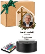 Personalizowana lampka pamięci LED – Światło pamięci – Krzyż i korona cierniowa ze zdjęciem — widok 1