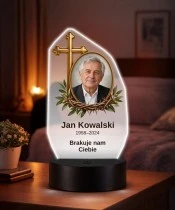Personalizowana lampka pamięci LED – Światło pamięci – Krzyż i korona cierniowa ze zdjęciem — widok 2