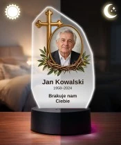 Personalizowana lampka pamięci LED – Światło pamięci – Krzyż i korona cierniowa ze zdjęciem — widok 3