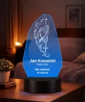 Personalizowana lampka pamięci LED – Światło pamięci – Dłonie z różańcem — widok 2