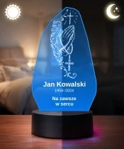 Personalizowana lampka pamięci LED – Światło pamięci – Dłonie z różańcem — widok 3