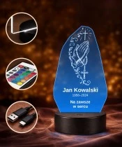 Personalizowana lampka pamięci LED – Światło pamięci – Dłonie z różańcem — widok 4