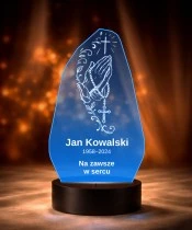 Personalizowana lampka pamięci LED – Światło pamięci – Dłonie z różańcem — widok 6