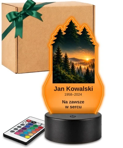 Personalizowana lampka pamięci LED – Światło pamięci – Las o zachodzie słońca — widok 1