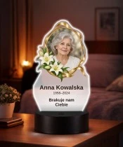 Personalizowana lampka pamięci LED – Światło pamięci – Lilie i wspomnienia ze zdjęciem — widok 2