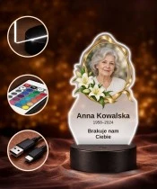 Personalizowana lampka pamięci LED – Światło pamięci – Lilie i wspomnienia ze zdjęciem — widok 4