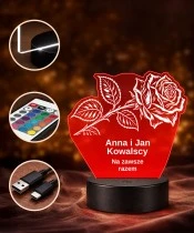 Personalizowana lampka pamięci LED – Światło pamięci – Róża dla rodziców — widok 4