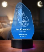 Personalizowana lampka pamięci LED – Światło pamięci – Modlitewnik, krzyż i lilie — widok 3