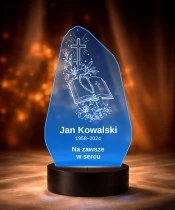 Personalizowana lampka pamięci LED – Światło pamięci – Modlitewnik, krzyż i lilie — widok 6