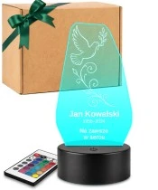 Personalizowana lampka pamięci LED – Światło pamięci – Gołąb z ornamentem — widok 1