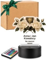 Personalizowana lampka pamięci LED – Światło pamięci – Dwie róże dla rodziców — widok 1