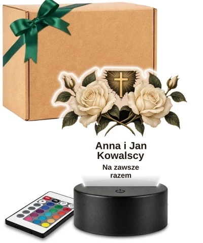 Personalizowana lampka pamięci LED – Światło pamięci – Dwie róże dla rodziców — widok 1