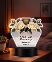 Personalizowana lampka pamięci LED – Światło pamięci – Dwie róże dla rodziców — widok 2
