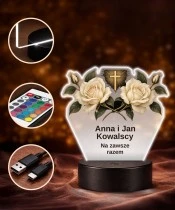 Personalizowana lampka pamięci LED – Światło pamięci – Dwie róże dla rodziców — widok 4