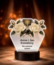 Personalizowana lampka pamięci LED – Światło pamięci – Dwie róże dla rodziców — widok 6