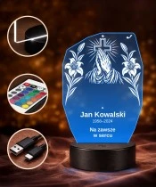 Personalizowana lampka pamięci LED – Światło pamięci – Dłonie w modlitwie i lilie — widok 4