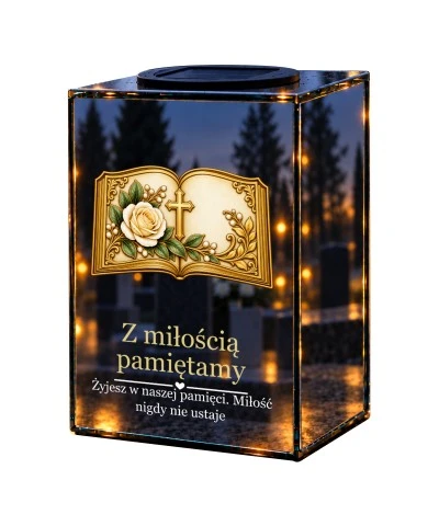 Znicz lustrzany solarny LED – Otwarta księga pamięci