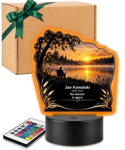 Personalizowana lampka pamięci LED – Światło pamięci – Wędkarz nad jeziorem — widok 1