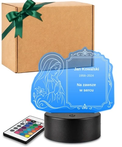 Personalizowana lampka pamięci LED – Światło pamięci – Maryja z ozdobną ramką — widok 1