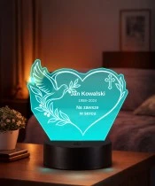 Personalizowana lampka pamięci LED – Światło pamięci – Serce z gołębiem — widok 2