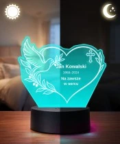 Personalizowana lampka pamięci LED – Światło pamięci – Serce z gołębiem — widok 3