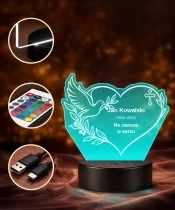 Personalizowana lampka pamięci LED – Światło pamięci – Serce z gołębiem — widok 4