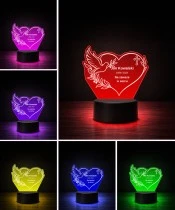 Personalizowana lampka pamięci LED – Światło pamięci – Serce z gołębiem — widok 5