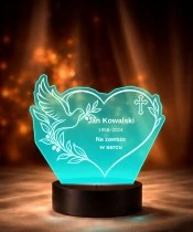 Personalizowana lampka pamięci LED – Światło pamięci – Serce z gołębiem — widok 6