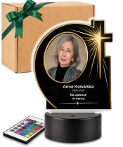 Personalizowana lampka pamięci LED – Światło pamięci – Krzyż w blasku ze zdjęciem — widok 1