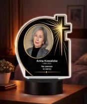 Personalizowana lampka pamięci LED – Światło pamięci – Krzyż w blasku ze zdjęciem — widok 2