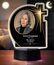 Personalizowana lampka pamięci LED – Światło pamięci – Krzyż w blasku ze zdjęciem — widok 3