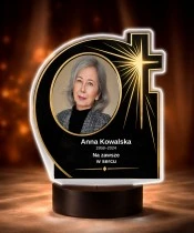 Personalizowana lampka pamięci LED – Światło pamięci – Krzyż w blasku ze zdjęciem — widok 6