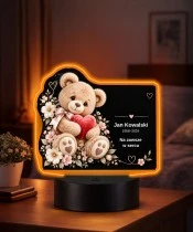 Personalizowana lampka pamięci LED – Światło pamięci – Miś z sercem — widok 2