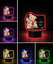 Personalizowana lampka pamięci LED – Światło pamięci – Miś z sercem — widok 5