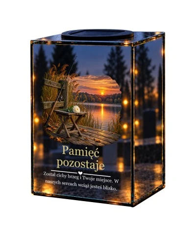 Znicz lustrzany solarny LED – Cisza nad wodą - widok główny