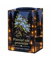 Znicz lustrzany solarny LED – Niezapominajki pamięci - widok główny