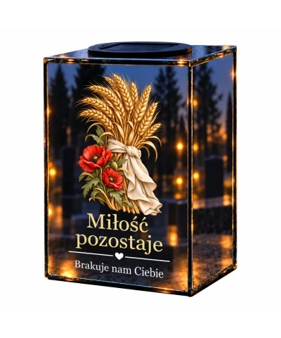 Znicz lustrzany solarny LED – Kłosy wspólnego życia - widok główny