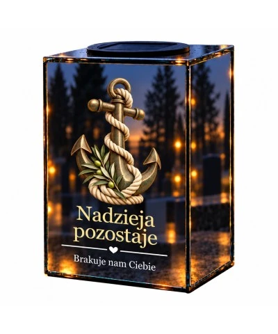 Znicz lustrzany solarny LED – Kotwica nadziei - widok główny