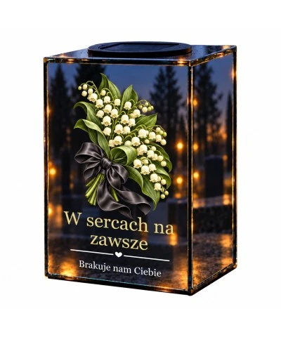Znicz lustrzany solarny LED – Konwalie ciszy - widok główny