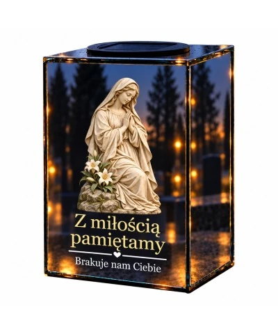 Znicz lustrzany solarny LED – Modlitwa w ciszy - widok główny
