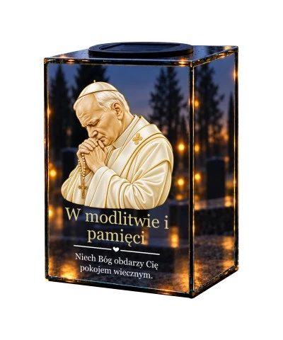 Znicz lustrzany solarny LED – Jan Paweł II — modlitwa i pamięć